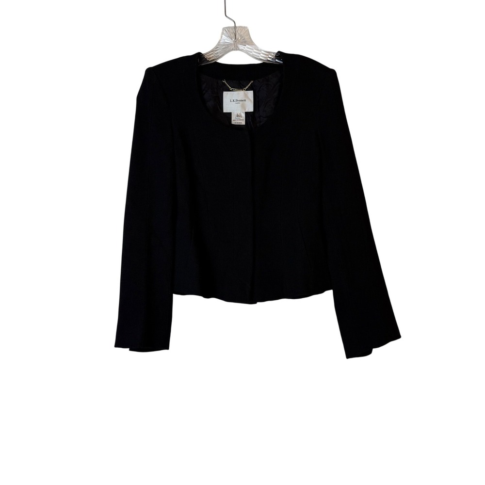 L. K. Bennett London Black Cropped Jacket‎ Sz 10 READ Business Party Holiday